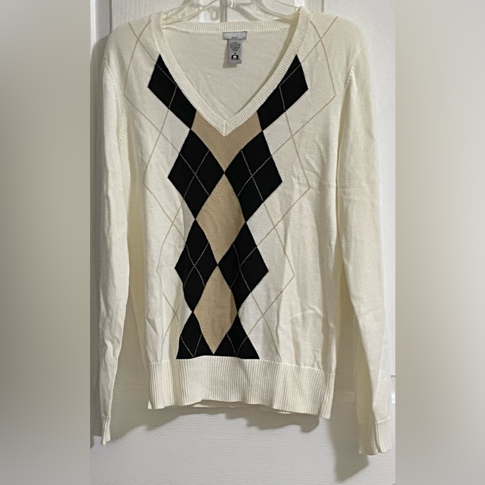 IZOD.. 2-WOMENS ARGYLE V-NECK SWEATERS - Picture 13 of 16